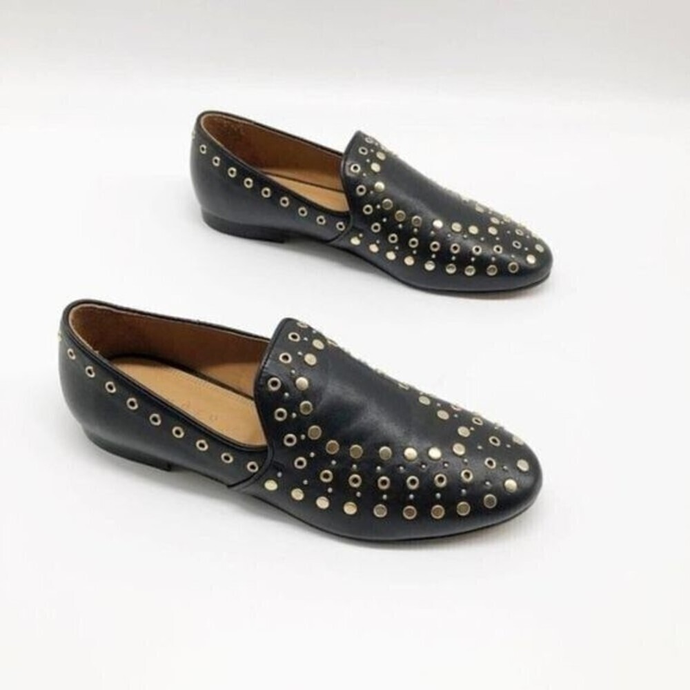 SANDRO Bary Black Leather Studded Loafers  - Picture 2 of 12